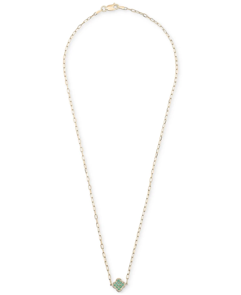 Lab-Grown Emerald Clover Pendant Necklace (1/5 ct. t.w.) in 14k Gold-Plated Sterling Silver, 16" + 2" extender