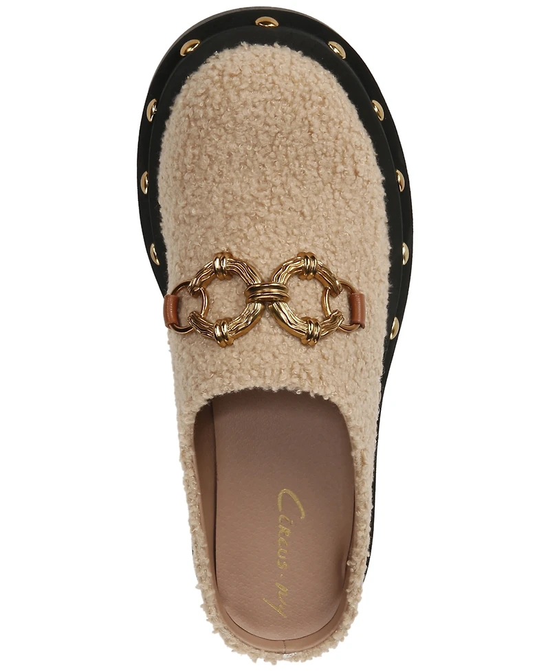 Circus Ny by Sam Edelman Women's Annie Shearling Slip-On Studded Lug Sole Clogs