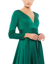 Mac Duggal Women's Ieena Long Sleeve A Line Midi Dress
