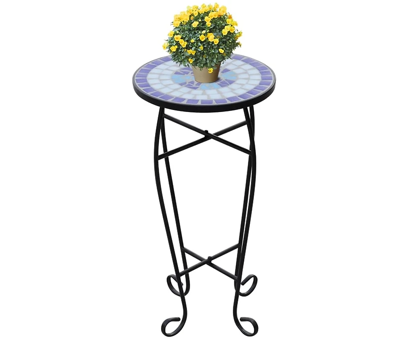 Mosaic Side Table Plant Table Blue White