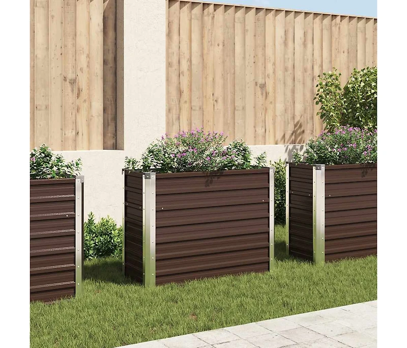 Garden Raised Bed Brown 39.4"x15.7"x30.3" Galvanized Steel