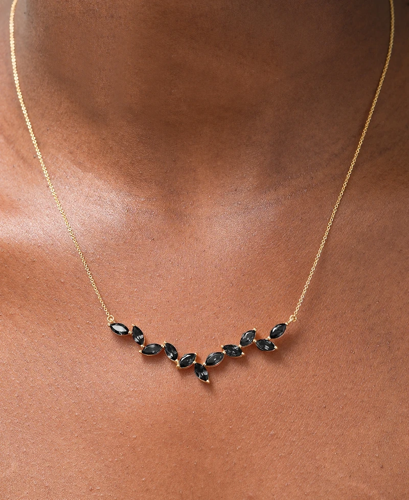 Onyx Marquise 17" Collar Necklace in 14k Gold-Plated Sterling Silver