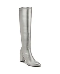 Franco Sarto Womens Katherine Block Heel Pointed Toe Knee High Boots Regular Wide Calf