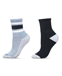 MeMoi Men's Diabetic Vintage-like Stripe Half Cushion Quarter Socks, Pair of 2