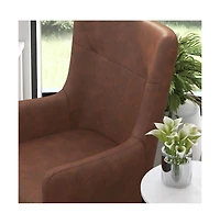 Regal Traditional Wingback Accent Chair, Upholstery And Wooden Frame Legs
