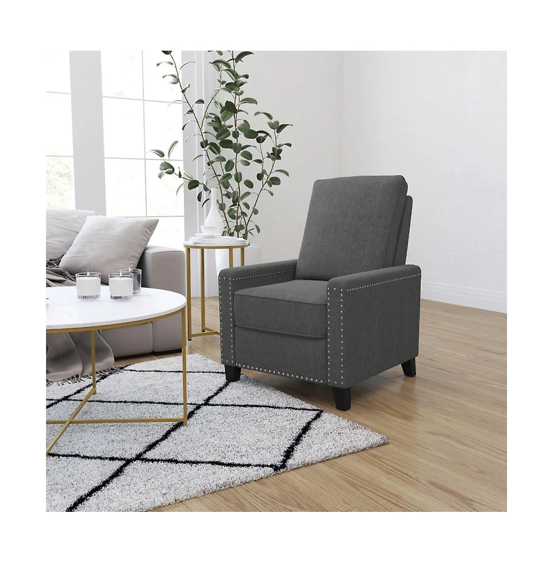 Renza Transitional Pushback Recliner With Pillow Style Back And Accent Nail Trim - Manual