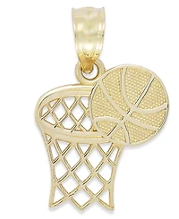 Basketball and Hoop Charm in 14k Gold