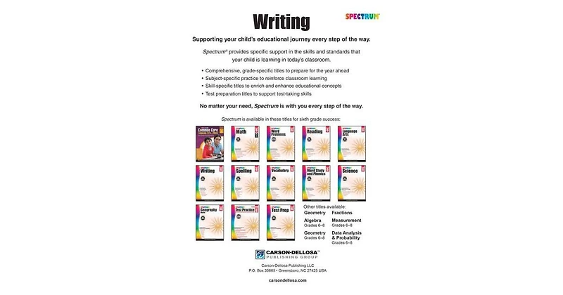 Spectrum Writing, Grade 6 by Spectrum Compiler