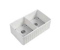 Streamdale Fireclay Double Basin Farmhouse Kitchen Sink (33"L x 20"W)