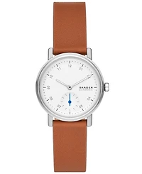 Skagen Women's Kuppel Lille Quartz Three Hand Brown Leather Watch, 32mm