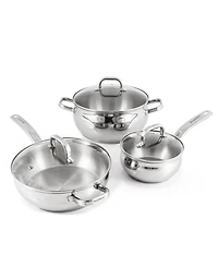 BergHOFF Belly Shape 12pc 18/10 Stainless Steel Cookware Set, Glass Lids