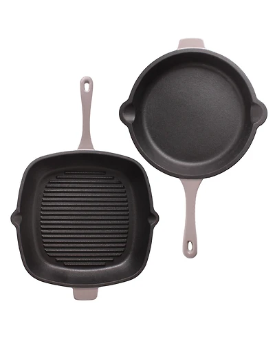 BergHOFF Neo 2pc Cast Iron 10" Fry Pan & 11" Grill Pan Cookware Set