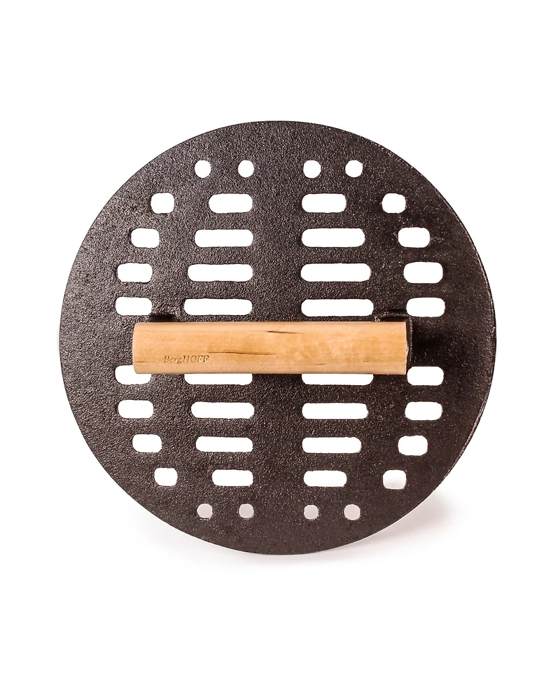 BergHOFF Neo Enameled Cast Iron 3 Piece 10" Fry Pan, 11" Grill Pan, and Slotted Steak Press Set