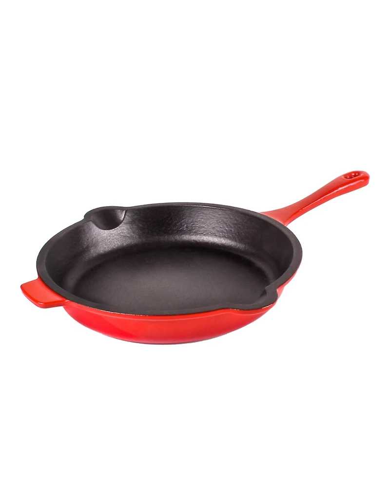 BergHOFF Neo Enameled Cast Iron 3 Piece 10" Fry Pan, 11" Grill Pan, and Slotted Steak Press Set