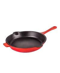 BergHOFF Neo Enameled Cast Iron 3 Piece 10" Fry Pan, 11" Grill Pan, and Slotted Steak Press Set