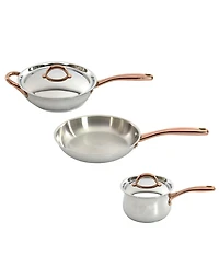 BergHOFF Ouro Gold 5pc 18/10 Stainless Steel Starter Set, Ss Lids, Rose Gold Handles