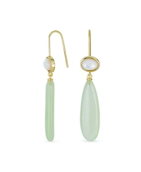 Unique Geometric Oval Linear Long Shape Tear Drop Natural Multi-Tier Earthy Rose Quartz Gemstone Party Dangling Earrings Fish hook for Women G
