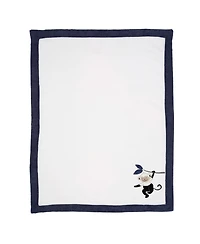 Lambs & Ivy Jungle Party White/Navy Monkey Soft Fleece Baby Blanket