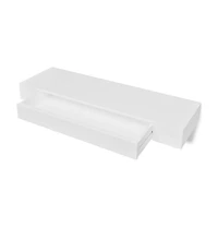 White Mdf Floating Wall Display Shelf 1 Drawer Book/Dvd Storage