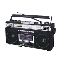 Supersonic Retro 4-Band Radio and Cassette Player with Bluetooth - Black