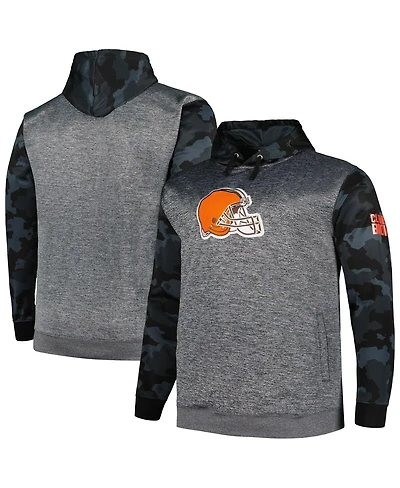 Men's Fanatics Heather Charcoal Cleveland Browns Big and Tall Camo Pullover Hoodie