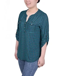 Ny Collection Women's Long Tab-Sleeve Top with Pockets