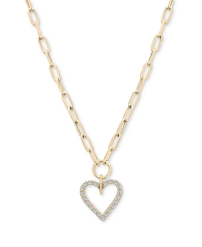 Wrapped in Love Diamond Heart Paperclip Link 17" Pendant Necklace (1/2 ct. t.w.) in 14k Gold, Created for Macy's