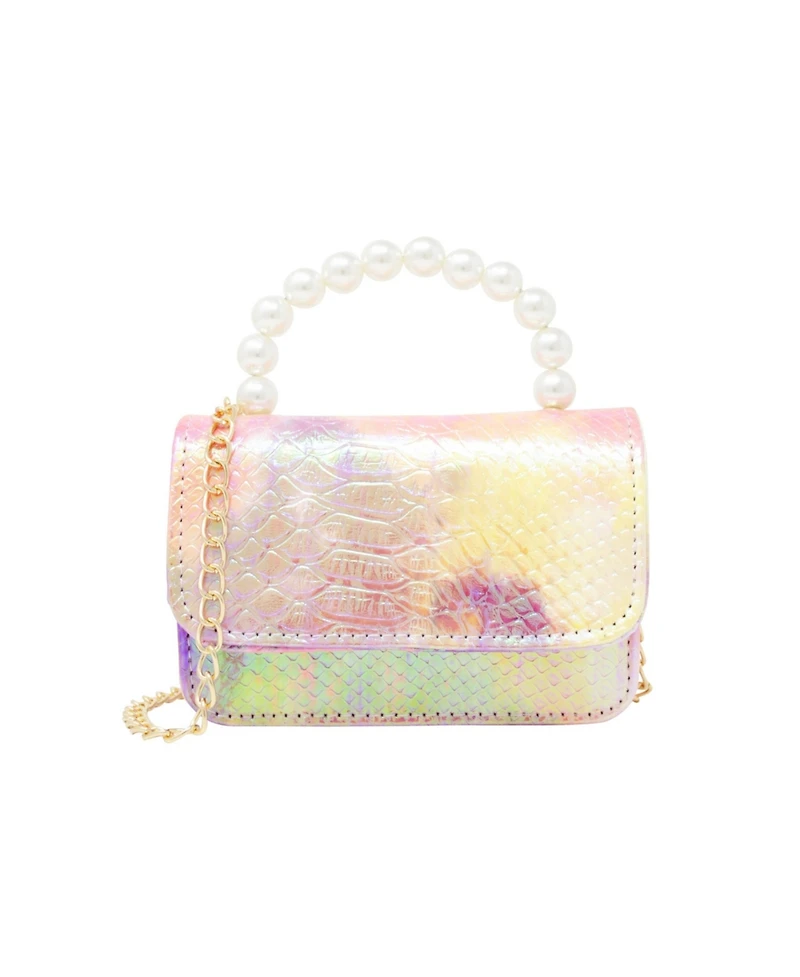 Tiny Treats Girls Purple Tie Dye Crocodile Pearl Handle Handbag