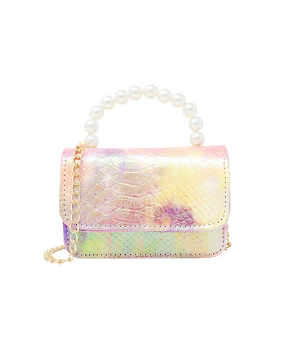 Tiny Treats Girls Purple Tie Dye Crocodile Pearl Handle Handbag