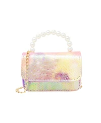 Tiny Treats Girls Purple Tie Dye Crocodile Pearl Handle Handbag