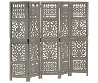 vidaXL Hand Carved 5-Panel Room Divider 78.7"x65" Solid Mango Wood