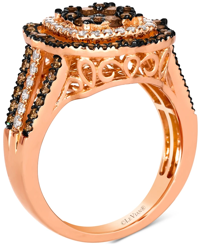 Le Vian Chocolate Diamond & Nude Halo Cluster Ring (1-1/2 ct. t.w.) 14K Rose Gold (Also Available White or Yellow Gold)
