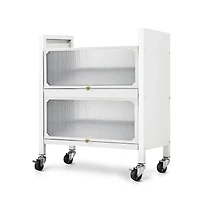 2 Door Accent Cabinet, 3 Tier Kitchen Organizer Shelf, White