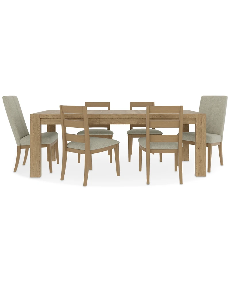 Davie Rectangular 7pc Dining Set (Table, 4 Ladder Side Chair & 2 Upholstered Chairs)