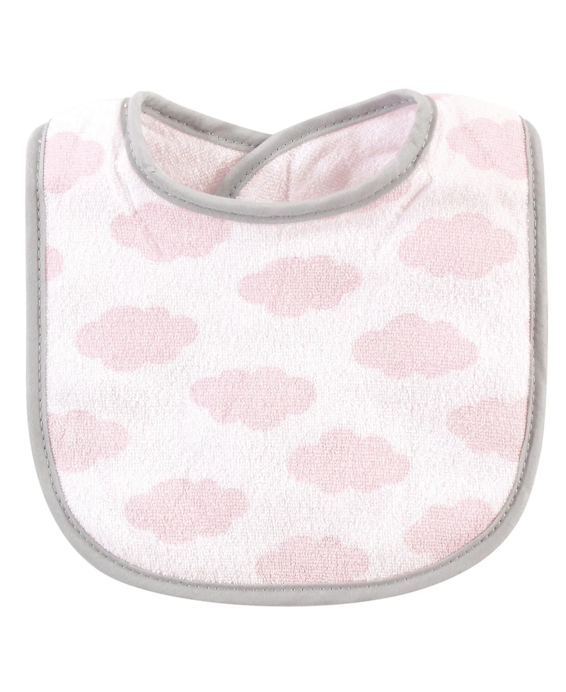 Hudson Baby Girls Cotton Terry Bib and Burp Cloth Set