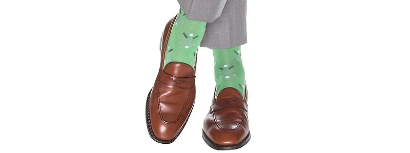 Trafalgar Men's Hole In One Golf Novelty Mercerized Cotton Mid-Calf Socks