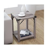 Merrick Lane Green River Modern Farmhouse Engineered Wood End Table And Powder Coated Steel Accents