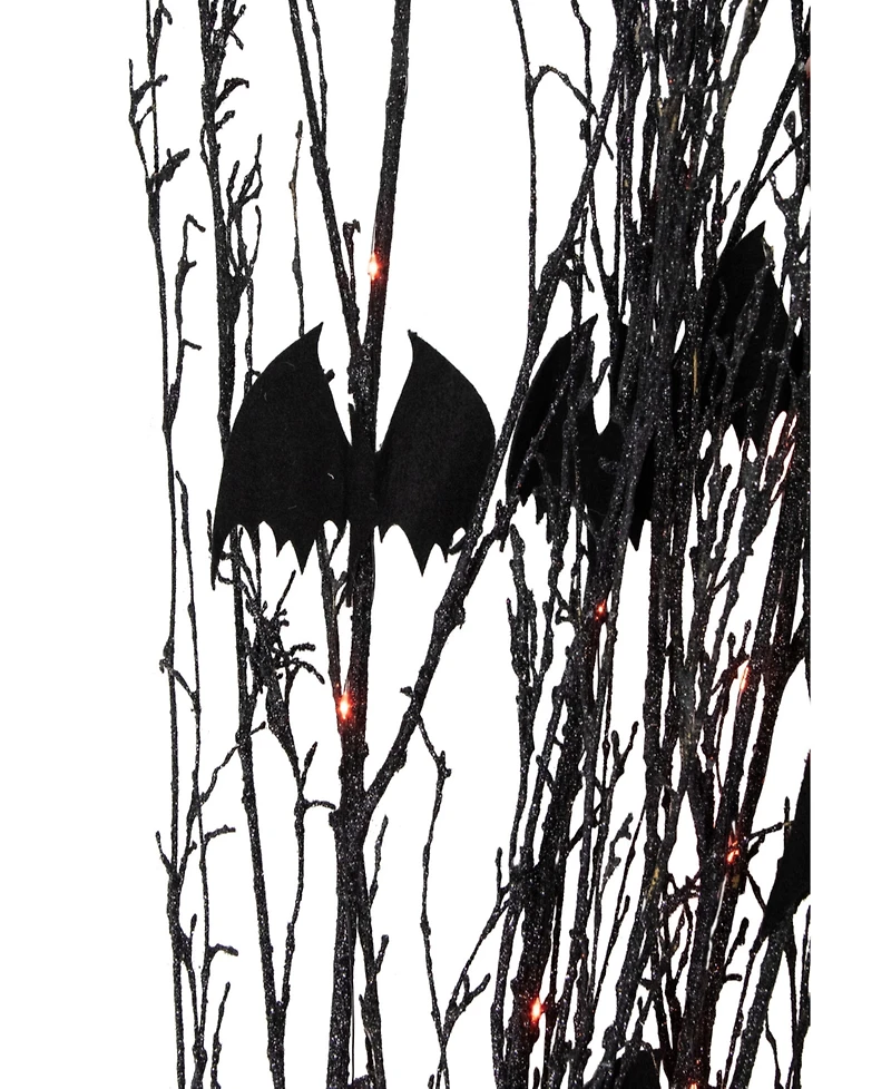 4' Glittered Halloween Branch with Bats, Led Lights