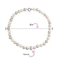 Bling Jewelry Classic Smooth 10MM Pale Pink White Grey Tri Multi Color Hand Knotted Simulated Pearl Strand Necklace 18 Inches