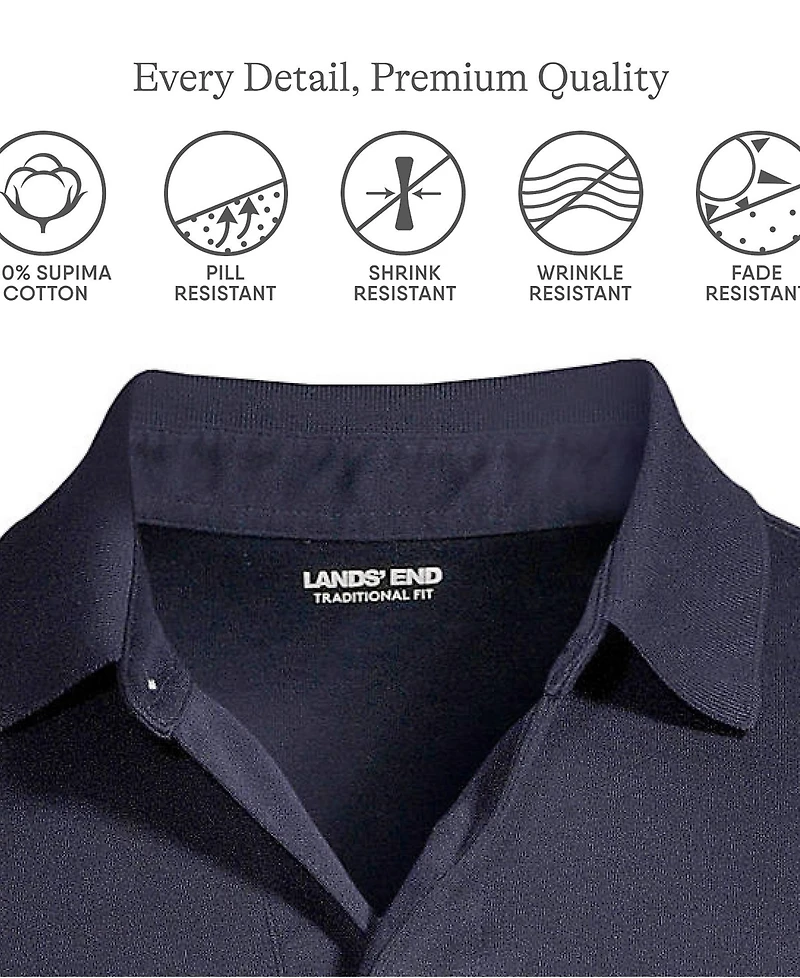 Lands' End Men's Long Sleeve Cotton Supima Polo Shirt