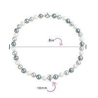 Bling Jewelry Classic Smooth 10MM Black White Grey Tri Multi Color Hand Knotted Simulated Pearl Strand Necklace 18 Inches