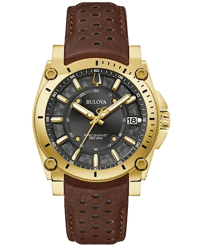 Bulova Men's Precisionist Icon Brown Leather Strap Watch 40mm