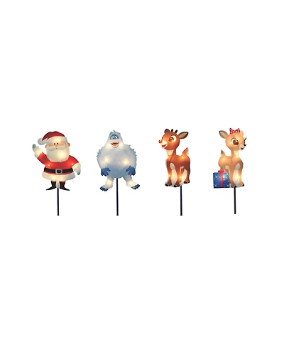 Set of 4 Lighted Rudolph and Friends Christmas Pathway Markers - Clear Lights