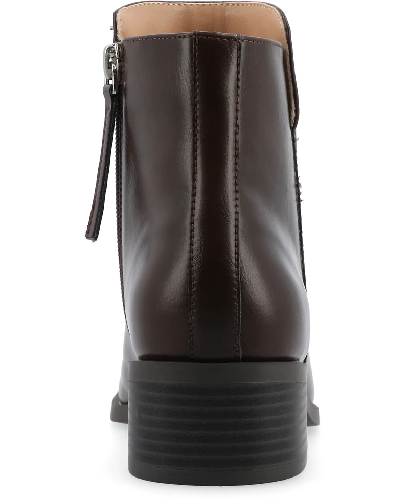 Journee Collection Women's Cappri Block Heel Square Toe Ankle Booties