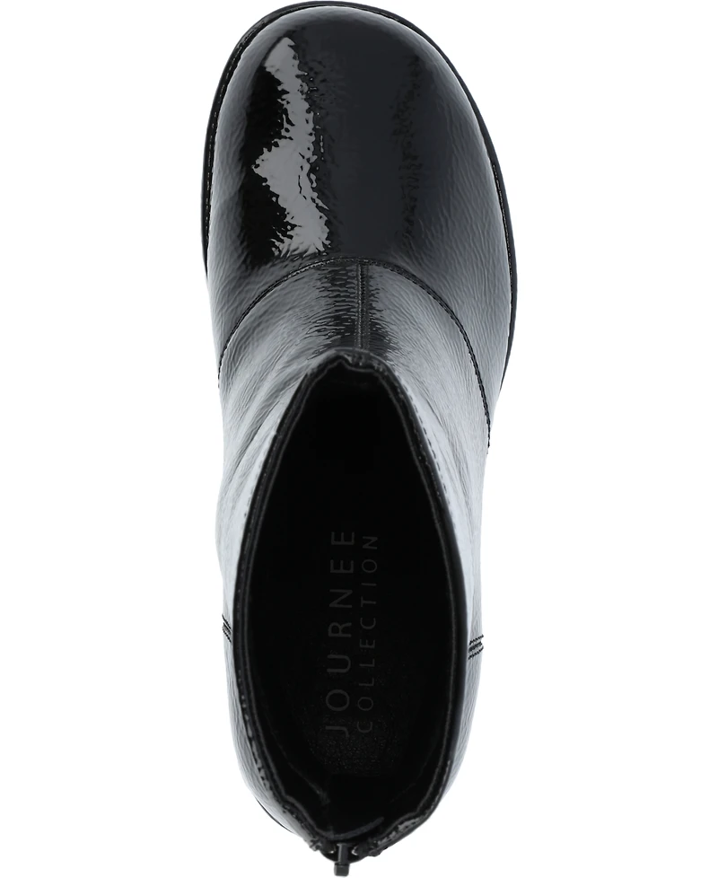 Journee Collection Women's Aylani Tru Comfort Foam Crinkle Patent Faux Leather Platform Boots