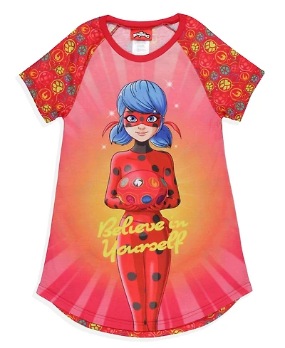 Miraculous Tales of Ladybug Girls Miraculous: & Cat Noir Nightgown Short-Sleeve Raglan Pajama