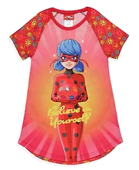 Miraculous Tales of Ladybug Girls Miraculous: & Cat Noir Nightgown Short-Sleeve Raglan Pajama