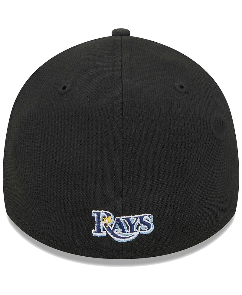 Men's New Era Black Tampa Bay Rays Logo 39THIRTY Flex Hat