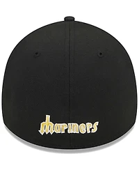 Men's New Era Black Seattle Mariners Logo 39THIRTY Flex Hat