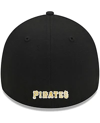 Men's New Era Black Pittsburgh Pirates Logo 39THIRTY Flex Hat